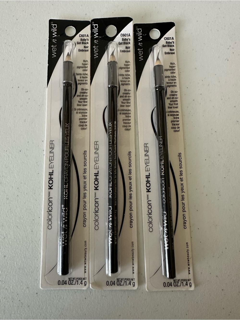 wet n wild Coloricon Kohl Eyeliner Pencil - Black (3 Pack)NWT